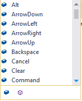 Opções da classe Key, do Selenium: Alt, ArrowDown, ArrowLeft, etc.